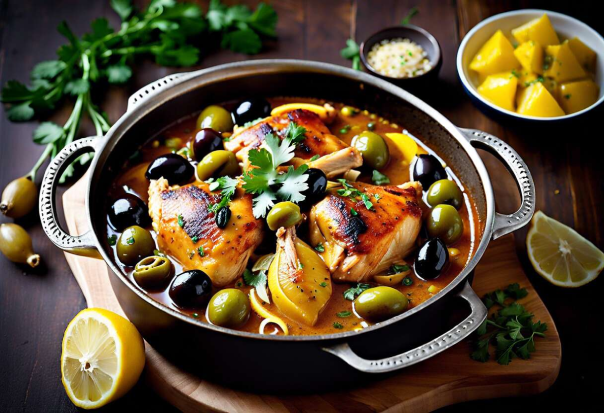 Zartes Hähnchen mit Oliven und Zitronen